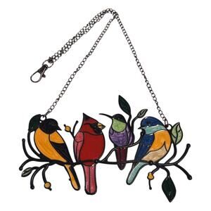 Multicolor Acrylic Bird Painted Ornament Window Panel Hanging Light Decoration